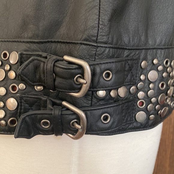 HARLEY DAVIDSON Leather Studded Biker Jacket, size XL, Black - Picture 8 of 14